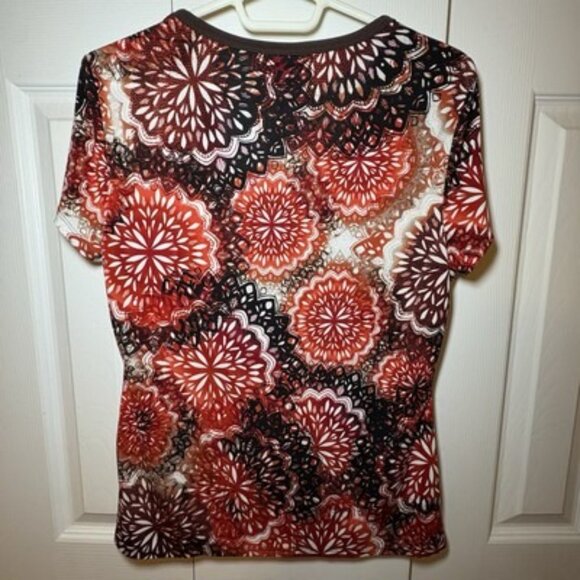 East 5th Y2K Top Medium Orange Floral Babydoll Boho Earthy Grunge Fairy - Picture 3 of 8